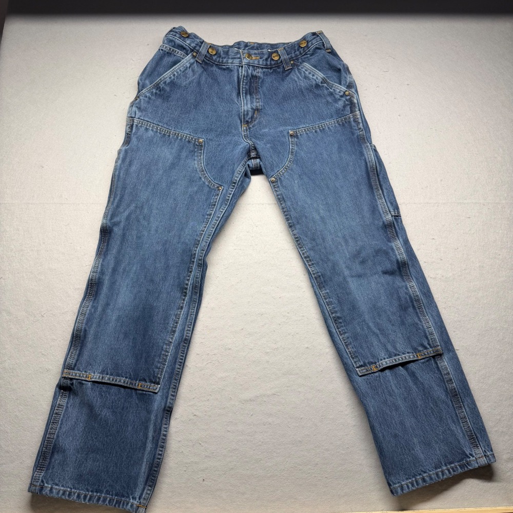 Carhartt Logger Jeans Mens 32x30 Blue Rugged Flex Double Front Utility BD3890-M